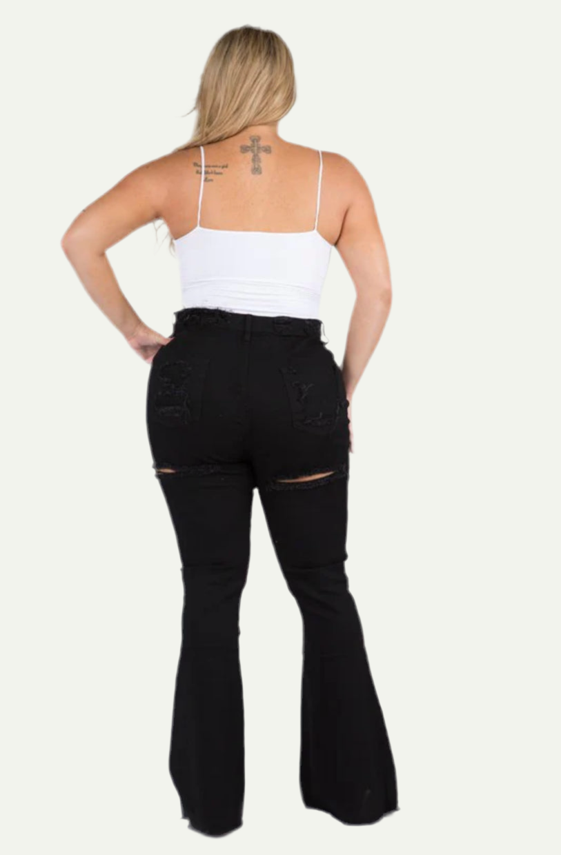 Midnight Snack Distressed Flare Jeans