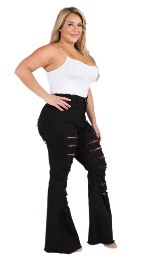 Midnight Snack Distressed Flare Jeans
