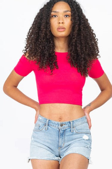Red Cold Shoulder Crop Top